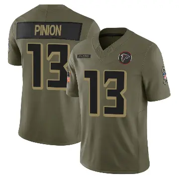 ＃13 Men's Bradley Pinion Olive Limited Atlanta Falcons 2025 Salute to Service Jersey