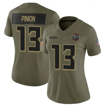 ＃13 Women's Bradley Pinion Olive Limited Atlanta Falcons 2025 Salute to Service Jersey