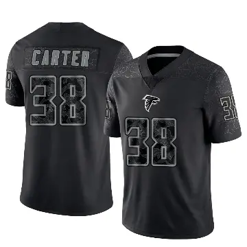 ＃38 Men's Nathan Carter Black Limited Atlanta Falcons Reflective Jersey
