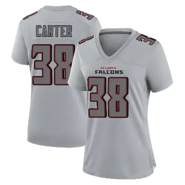 ＃38 Women's Nathan Carter Gray Game Atlanta Falcons Atmosphere Fashion Jersey