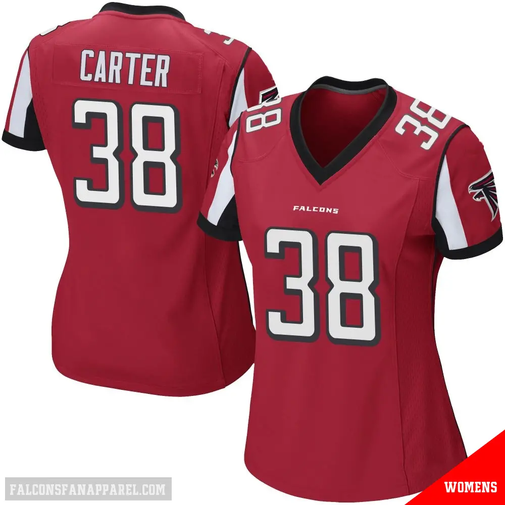 ＃38 Women's Nathan Carter Red Game Atlanta Falcons Team Color Jersey