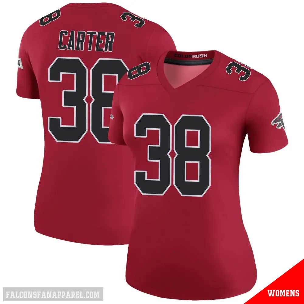 ＃38 Women's Nathan Carter Red Legend Atlanta Falcons Color Rush Jersey