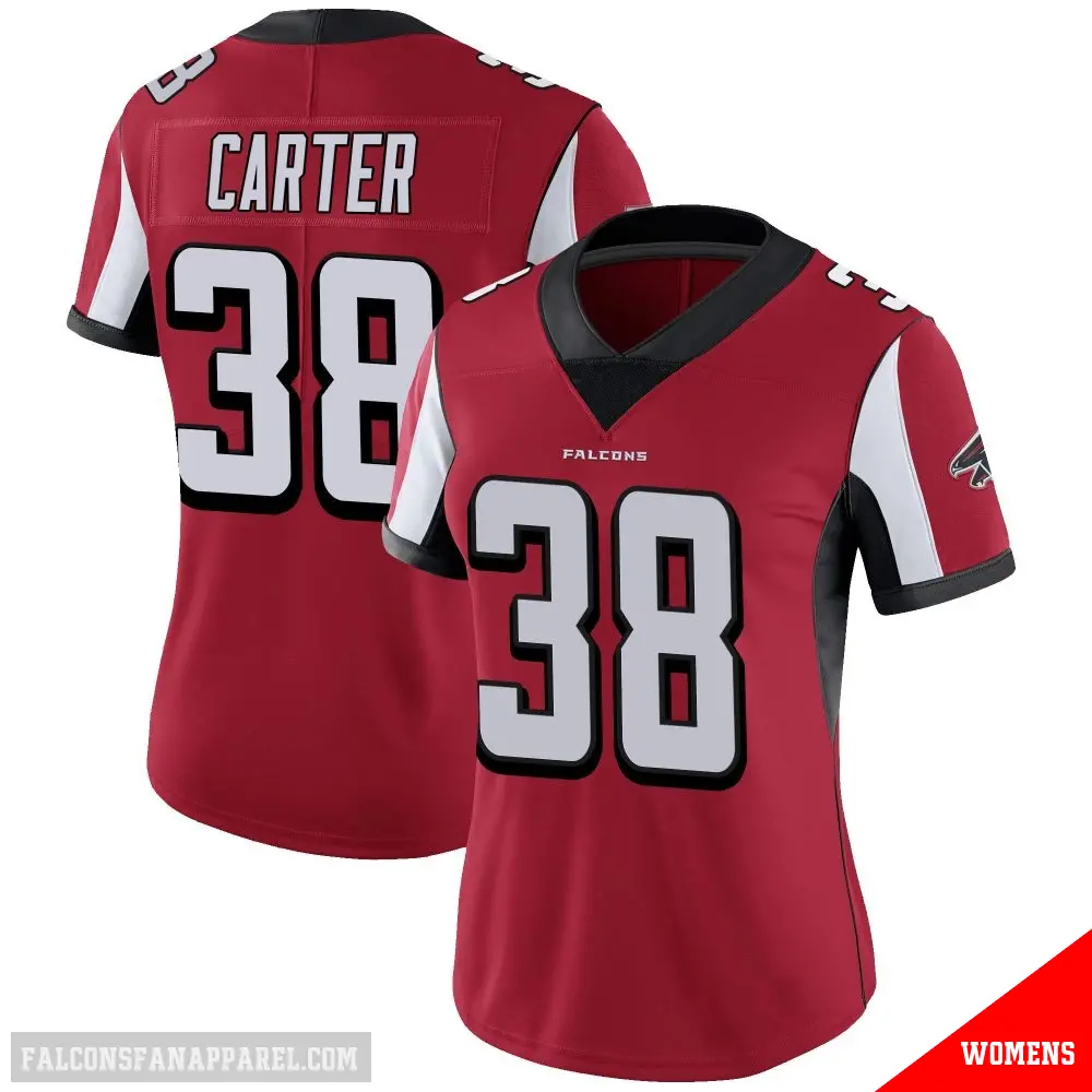 ＃38 Women's Nathan Carter Red Limited Atlanta Falcons Team Color Vapor Untouchable Jersey