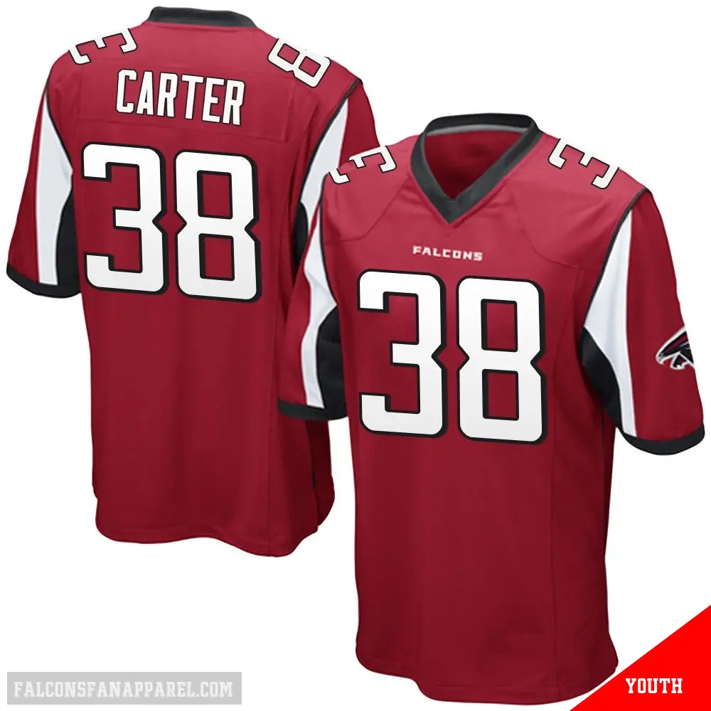 ＃38 Youth Nathan Carter Red Game Atlanta Falcons Team Color Jersey