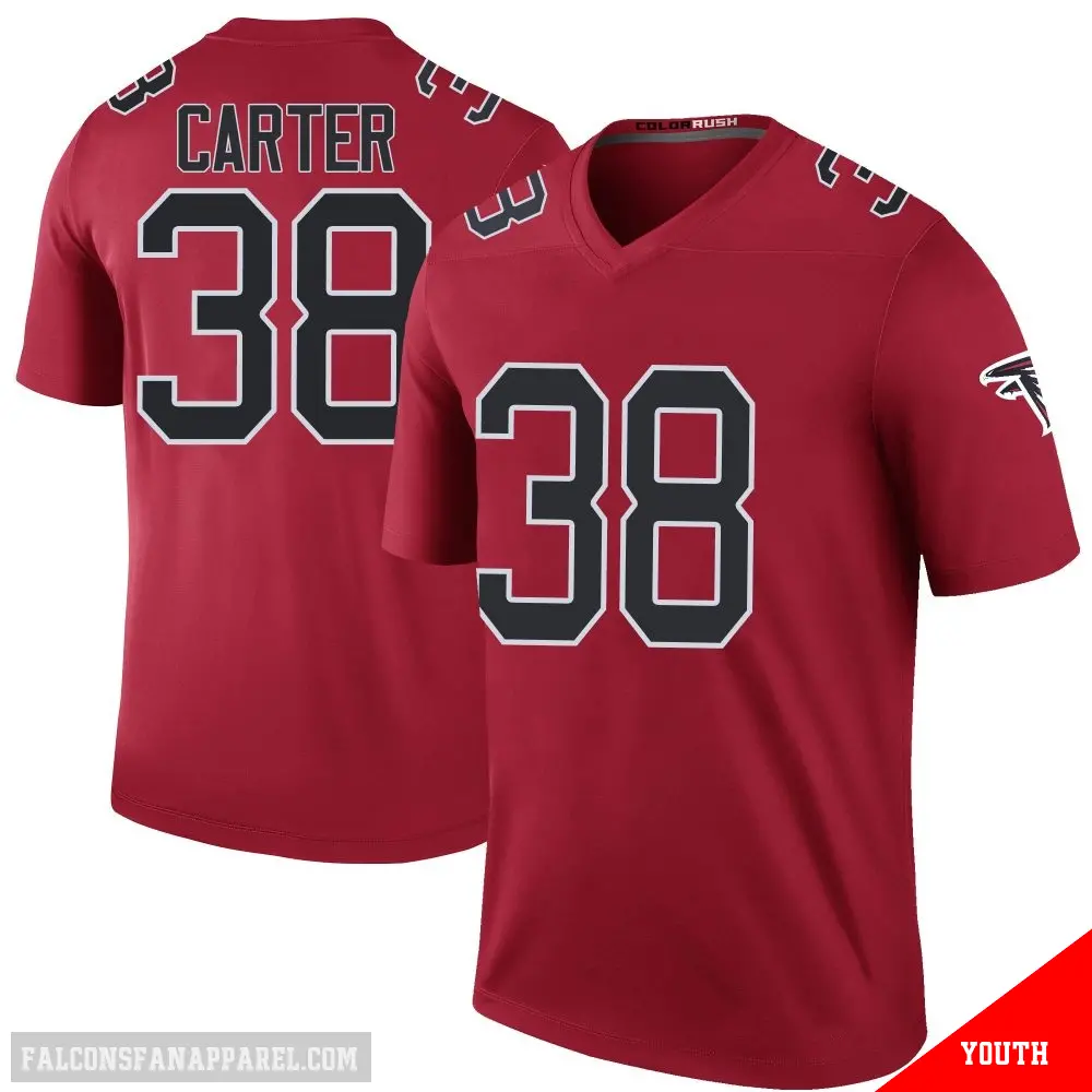 ＃38 Youth Nathan Carter Red Legend Atlanta Falcons Color Rush Jersey
