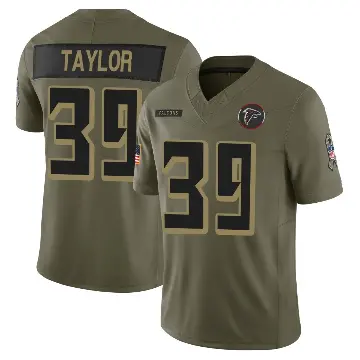 ＃39 Youth Keith Taylor Jr. Olive Limited Atlanta Falcons 2025 Salute to Service Jersey