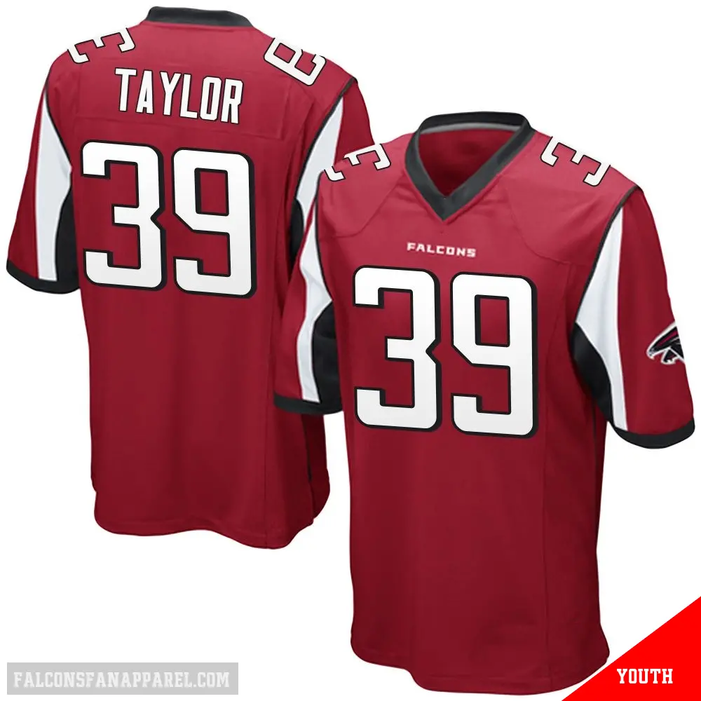 ＃39 Youth Keith Taylor Red Game Atlanta Falcons Team Color Jersey