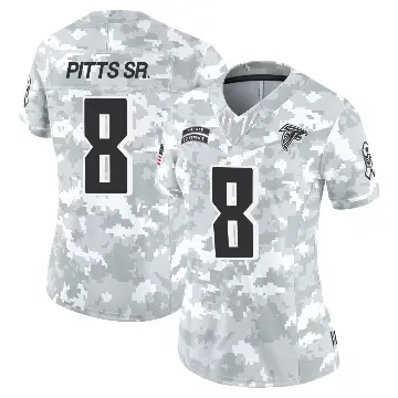 ＃8 Women's Kyle Pitts Sr. Arctic Camo Limited Atlanta Falcons 2024 Salute to Service Jersey