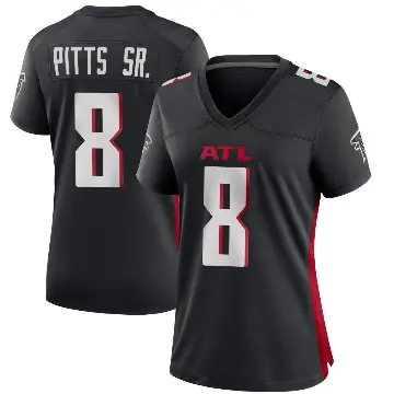 ＃8 Women's Kyle Pitts Sr. Black Game Atlanta Falcons Alternate Jersey