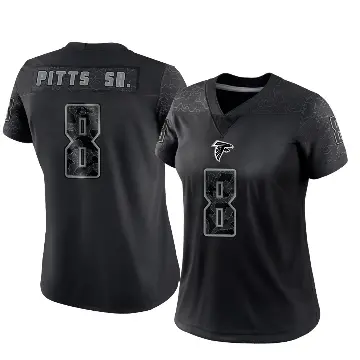 ＃8 Women's Kyle Pitts Sr. Black Limited Atlanta Falcons Reflective Jersey