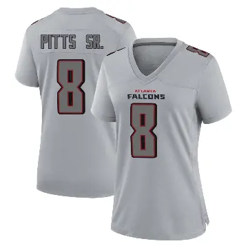 ＃8 Women's Kyle Pitts Sr. Gray Game Atlanta Falcons Atmosphere Fashion Jersey