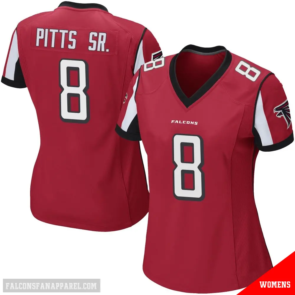 ＃8 Women's Kyle Pitts Sr. Red Game Atlanta Falcons Team Color Jersey