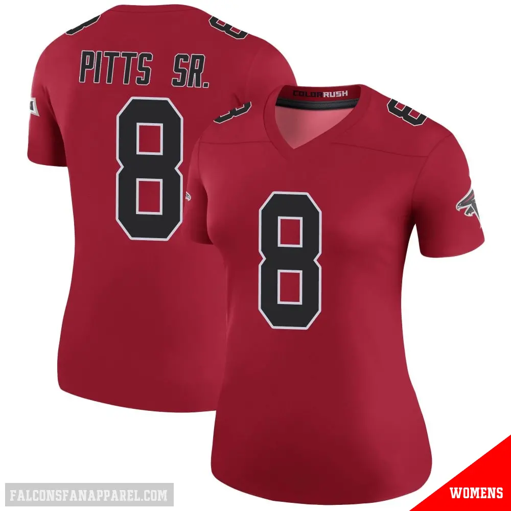 ＃8 Women's Kyle Pitts Sr. Red Legend Atlanta Falcons Color Rush Jersey