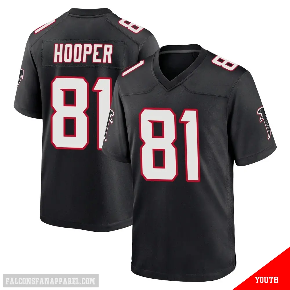 ＃81 Youth Austin Hooper Black Game Atlanta Falcons Alternate Throwback Jersey