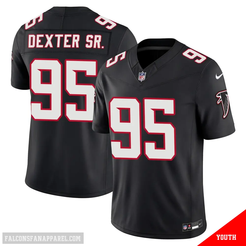 ＃95 Youth Gervon Dexter Sr. Black Limited Atlanta Falcons Alternate Throwback Vapor F.U.S.E. Stitched Jersey